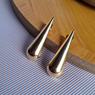 Brinco Gota Longa Folheado a Ouro 18K - OURO