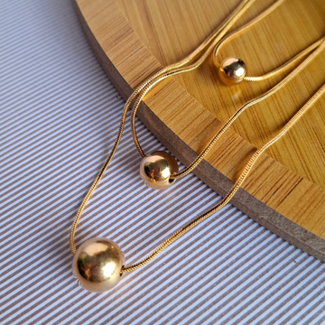 Colar Triplo Esferas 60cm Folheado a Ouro 18K - OURO