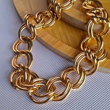 Colar Elos Maximalista 40cm Folheado a Ouro 18K - OURO