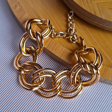 Pulseira Elos Duplos Maximalista Folheada a Ouro 18K - OURO