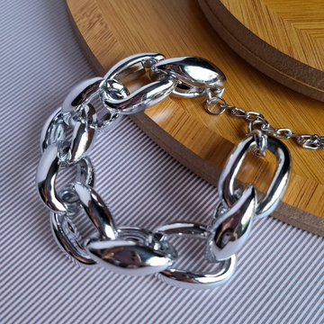 Pulseira Maxi Correntaria ABS Folheada a Prata - PRATA