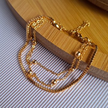 Pulseira Tripla com esferas Folheada a Ouro 18K - OURO
