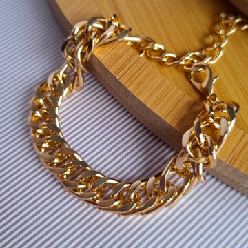 Pulseira Correntaria Elos Achatados Folheado a Ouro 18K - OURO