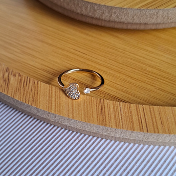 Anel Regulável Coração com Zircônias Folheado a Ouro 18K - OURO