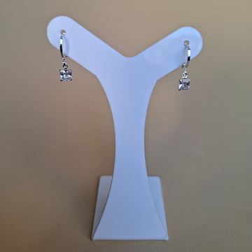Brinco Argola Click Ponto de Luz Quadrado Folheado a Prata - PRATA