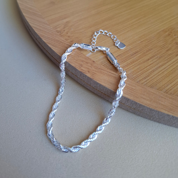 Pulseira Cordão Baiano 4mm Folheado a Prata - PRATA