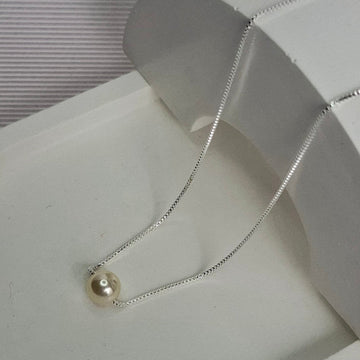 Colar Corrente Pérola 45cm + 5cm Extensor Folheado a Prata – PRATA