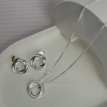 Conjunto Colar e Brinco Ninho Folheado a Prata – PRATA
