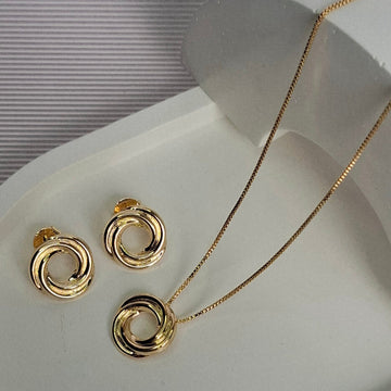 Conjunto Colar e Brinco Ninho Folheado a Ouro 18K – OURO