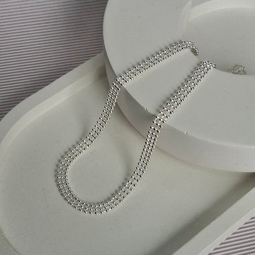 Colar Fio 3 Bolinhas 35cm+ 10cm Extensor Folheado a Prata - PRATA