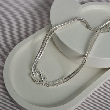 Colar Veneziana Nó 3mm 35cm + 5cm Extensor Folheado a Prata - PRATA