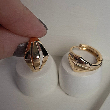 Brinco Argola Losango Folheado a Ouro 18K - OURO