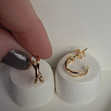 Brinco Argola X 15mm Folheado a Ouro 18K - OURO