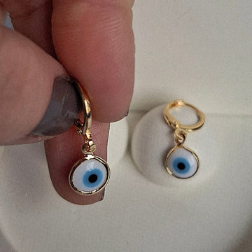 Brinco Argola Click Olho Grego 8mm Folheado a Ouro 18K - OURO