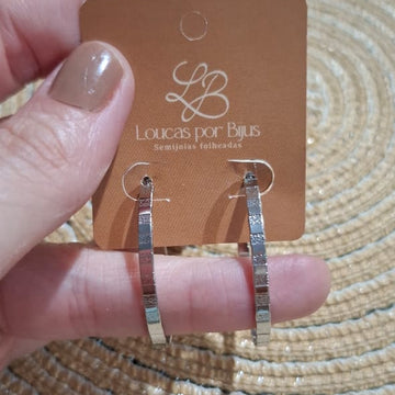 Brinco Argola Trilho 35MM Banho DIAMANTE