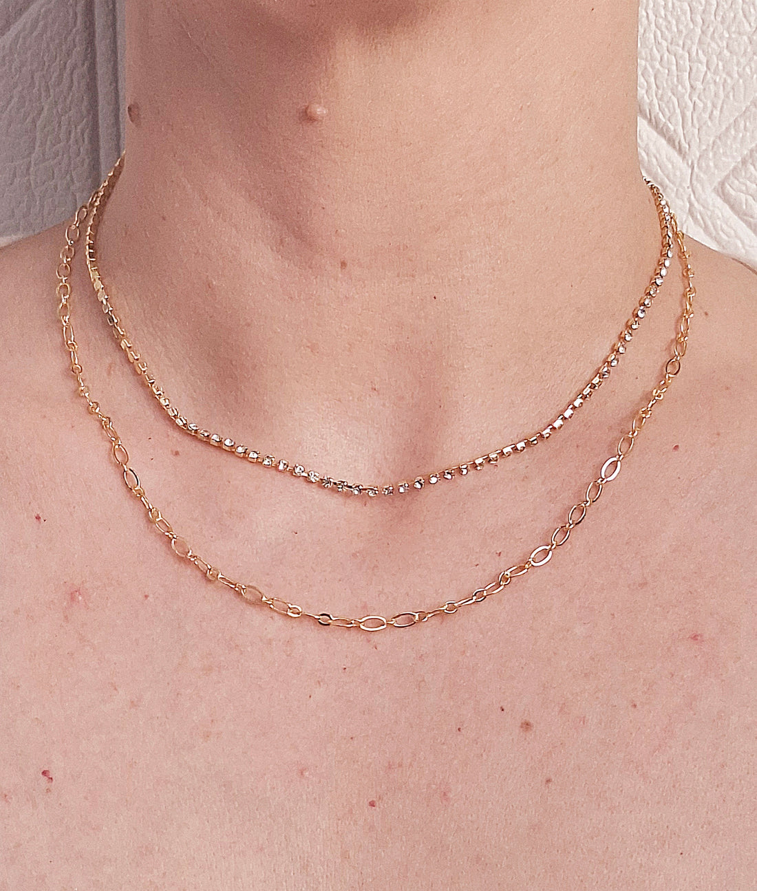 Colar Duplo Cravejado em Zircônias 40 cm Folheado a Ouro 18K - OURO