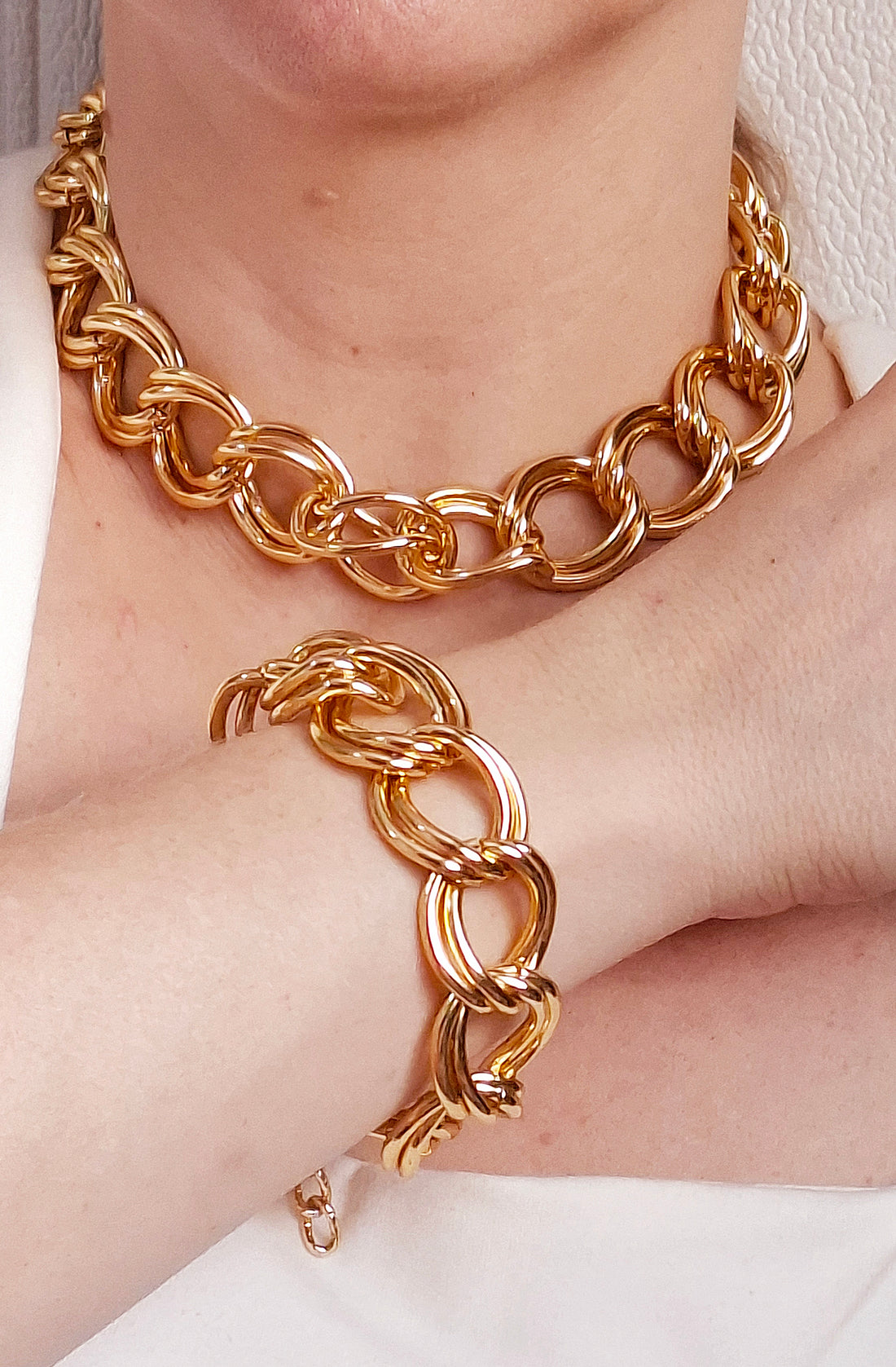 Colar Elos Maximalista 40cm Folheado a Ouro 18K - OURO
