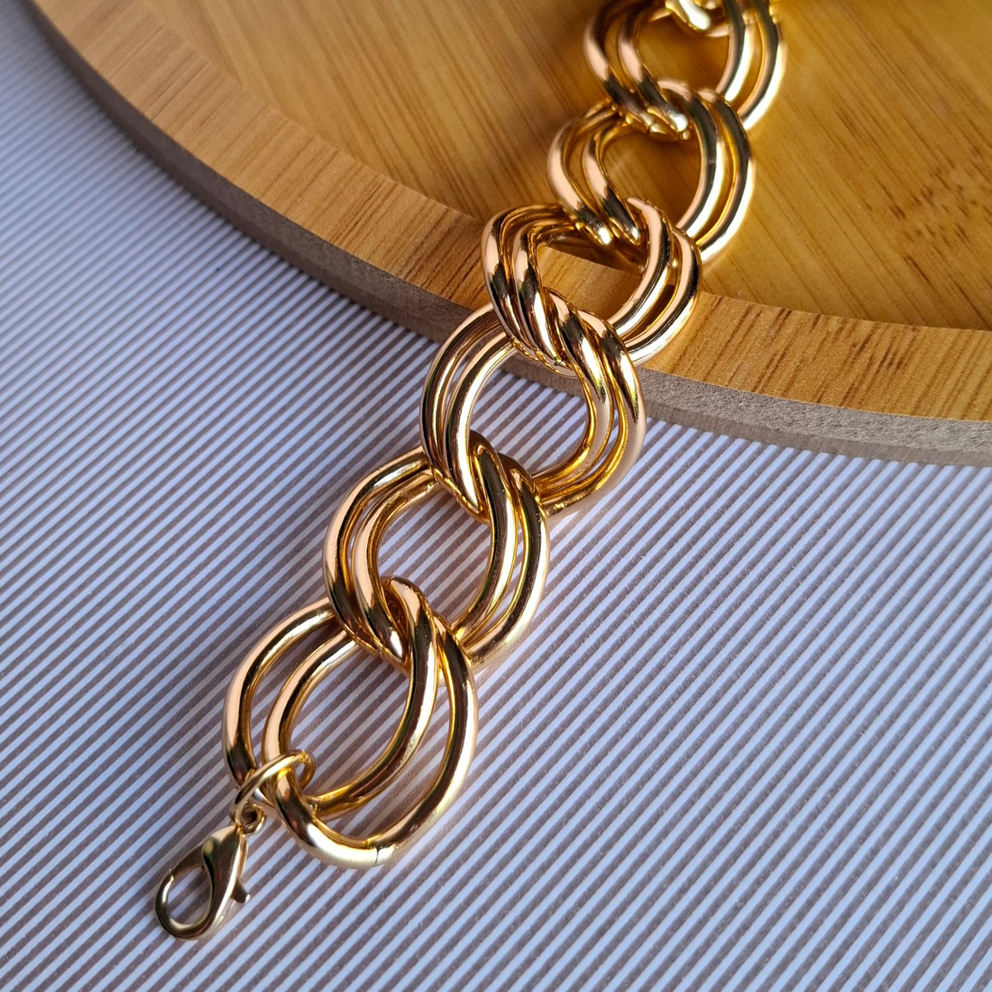 Pulseira Elos Duplos Maximalista Folheada a Ouro 18K - OURO