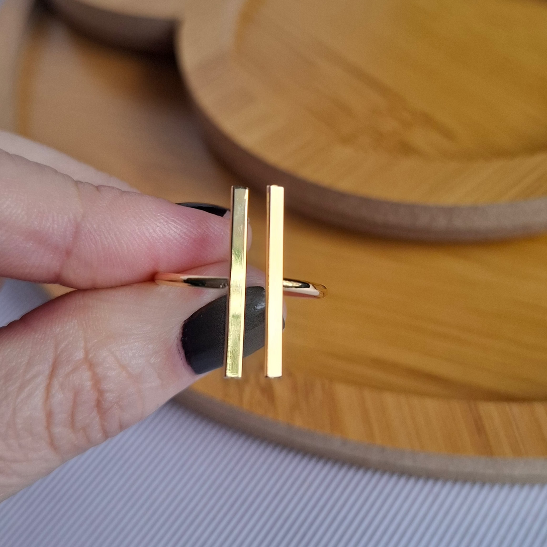 Anel Regulável Palitos Folheado a Ouro 18K - OURO