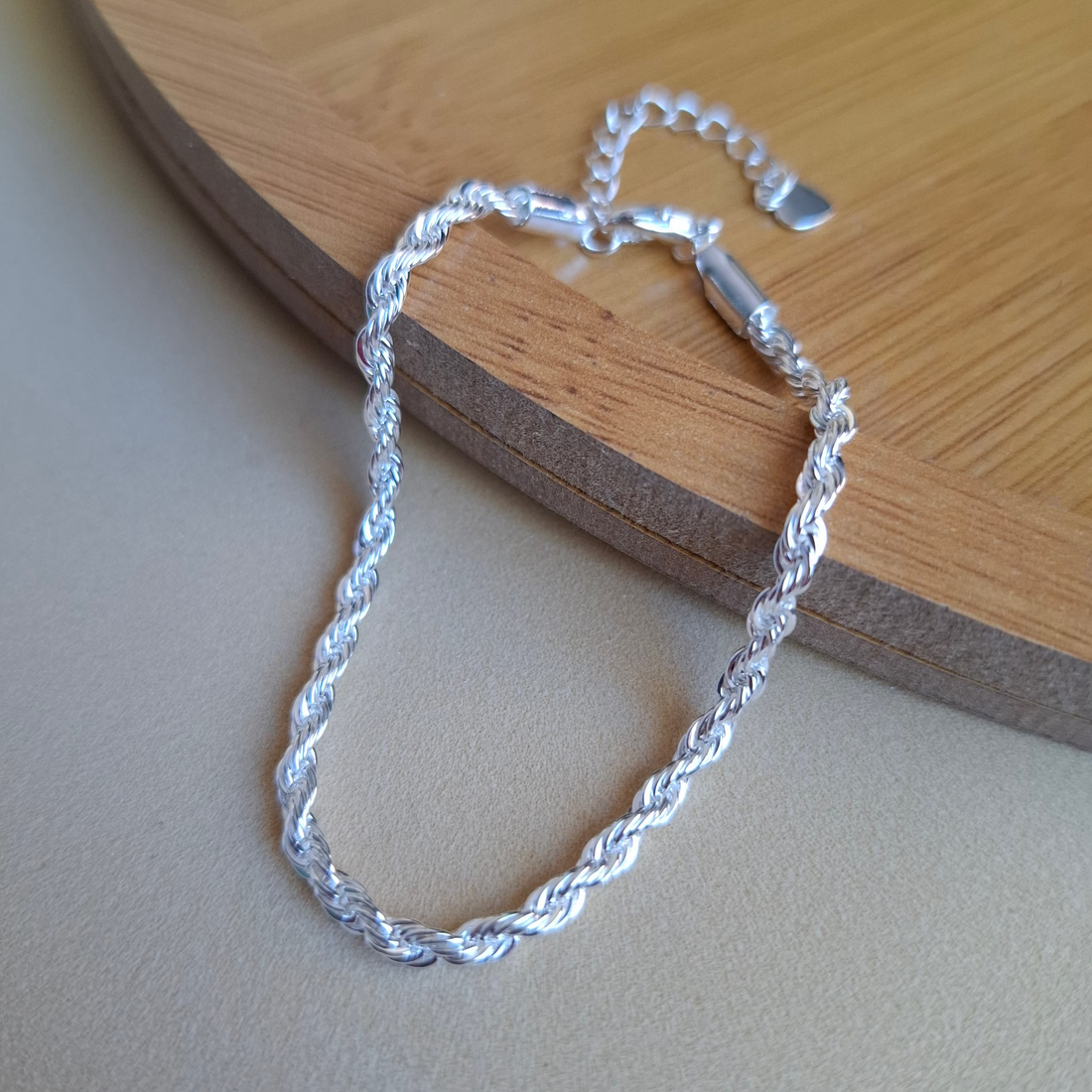 Pulseira Cordão Baiano 4mm Folheado a Prata - PRATA