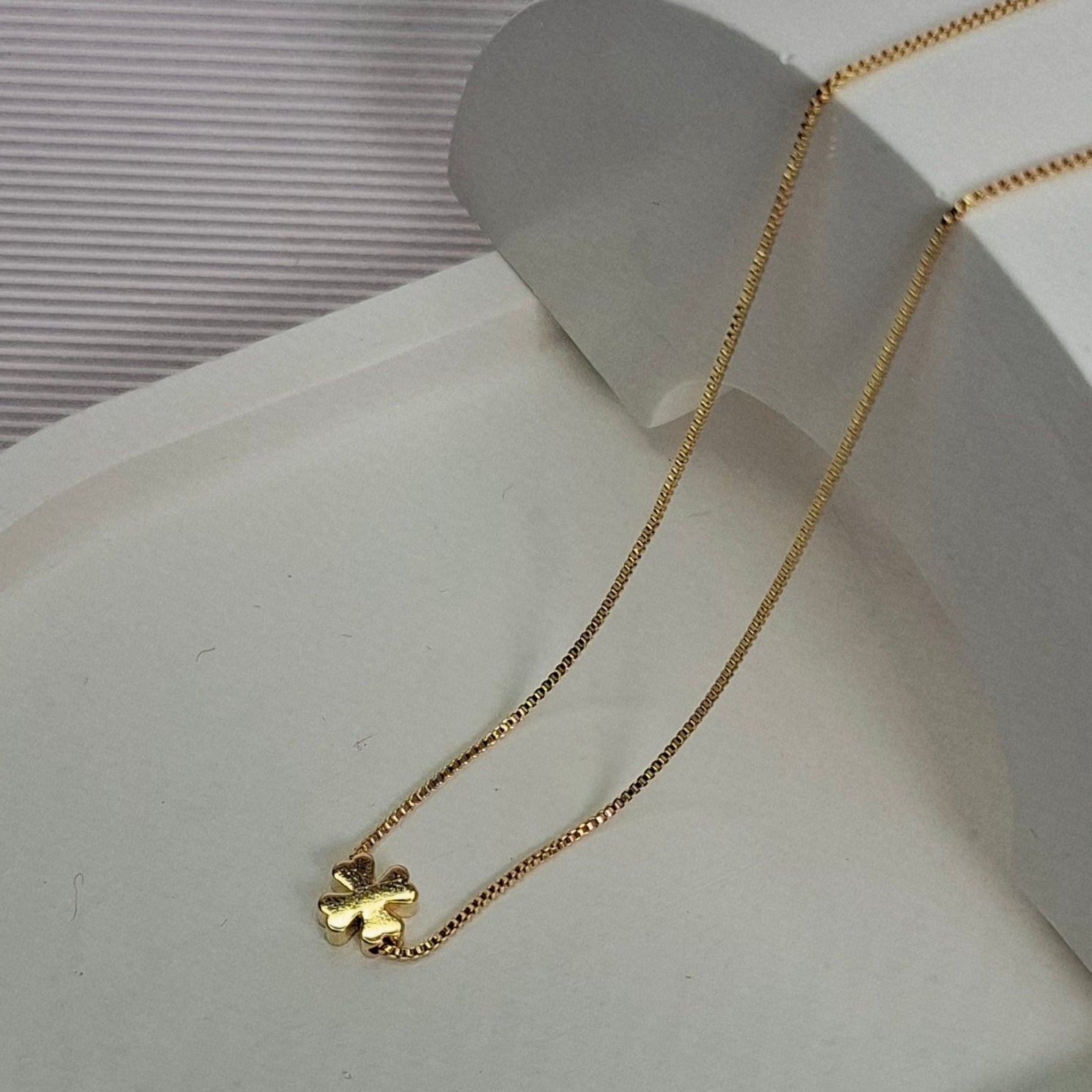 Colar Corrente Trevo 45cm + 5cm Extensor Folheado a Ouro 18K - OURO