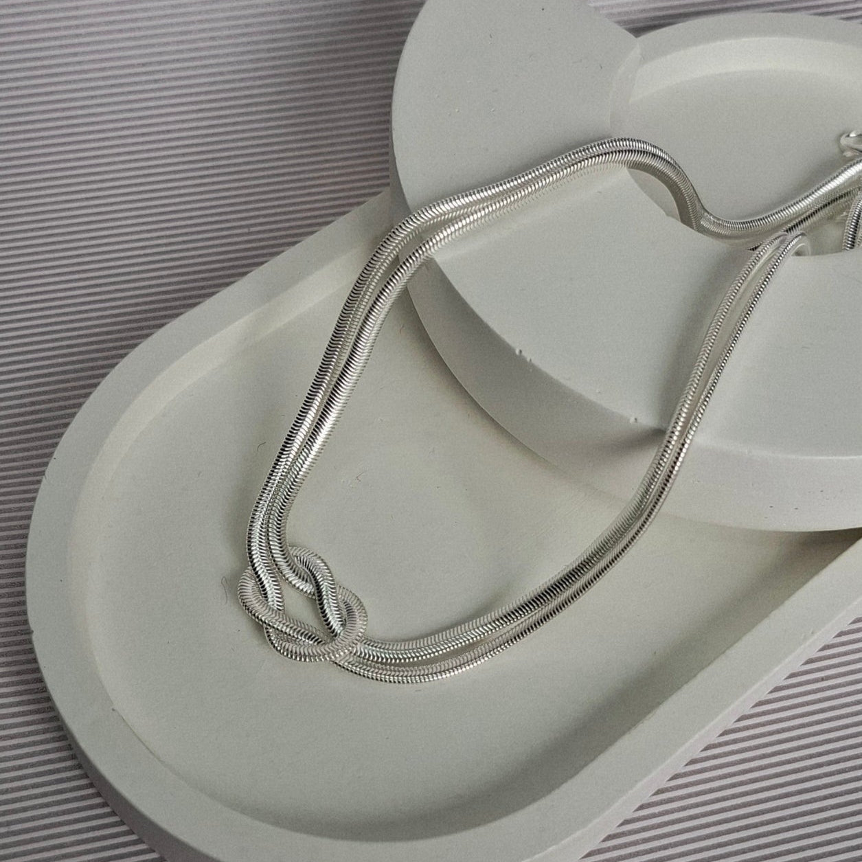 Colar Veneziana Nó 3mm 35cm + 5cm Extensor Folheado a Prata - PRATA
