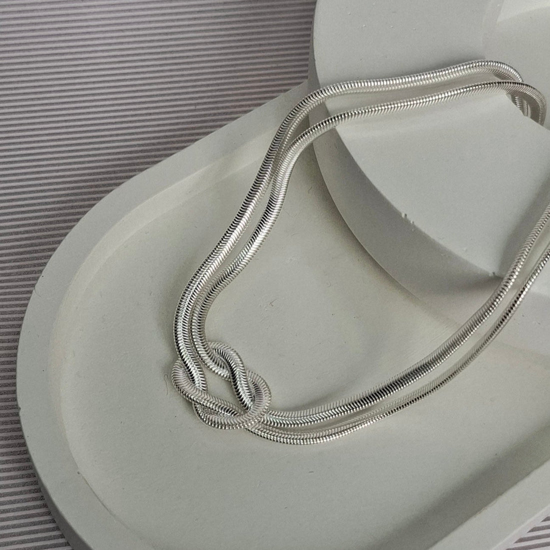 Colar Veneziana Nó 3mm 35cm + 5cm Extensor Folheado a Prata - PRATA