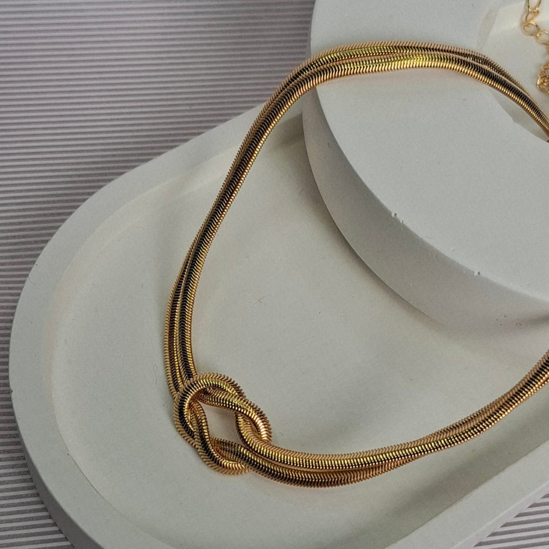 Colar Veneziana Nó 3mm 35cm + 5cm Extensor Folheado a Ouro 18K - OURO