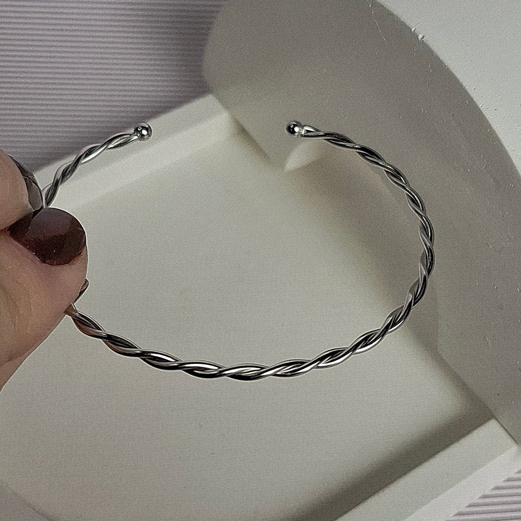 Pulseira Bracelete Inox Torcido