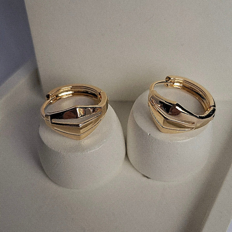 Brinco Argola Losango Folheado a Ouro 18K - OURO