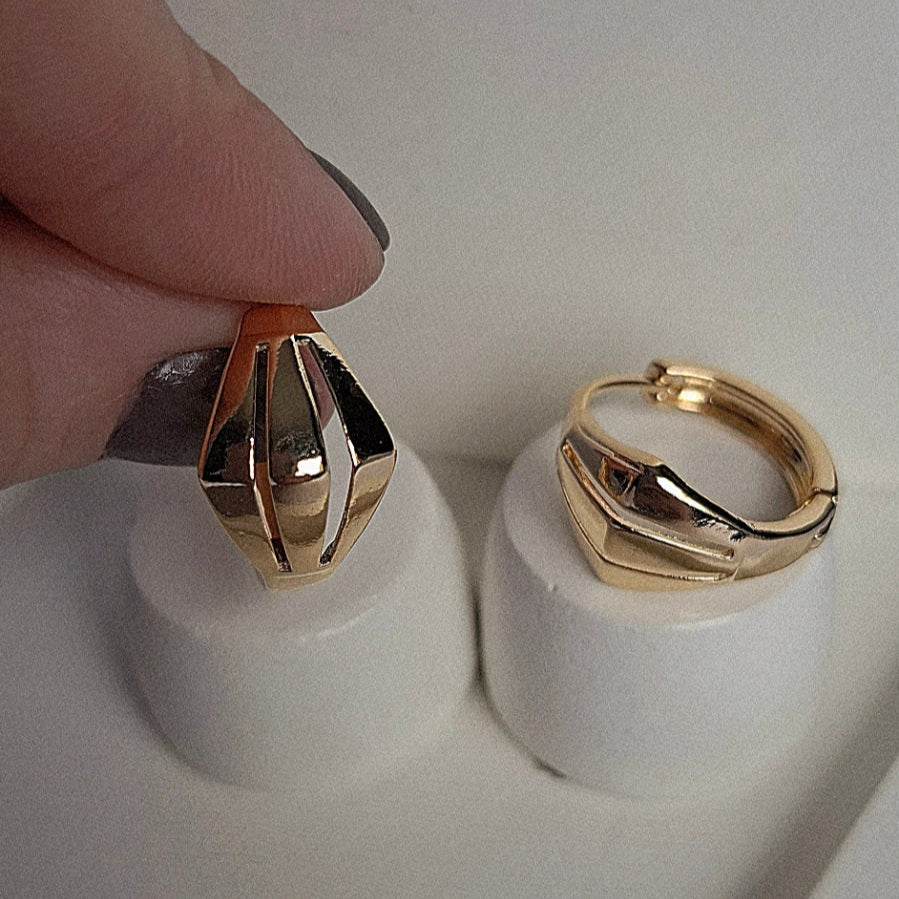 Brinco Argola Losango Folheado a Ouro 18K - OURO