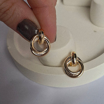 Brinco 2 Elos 13mm Folheado a Ouro 18K - OURO