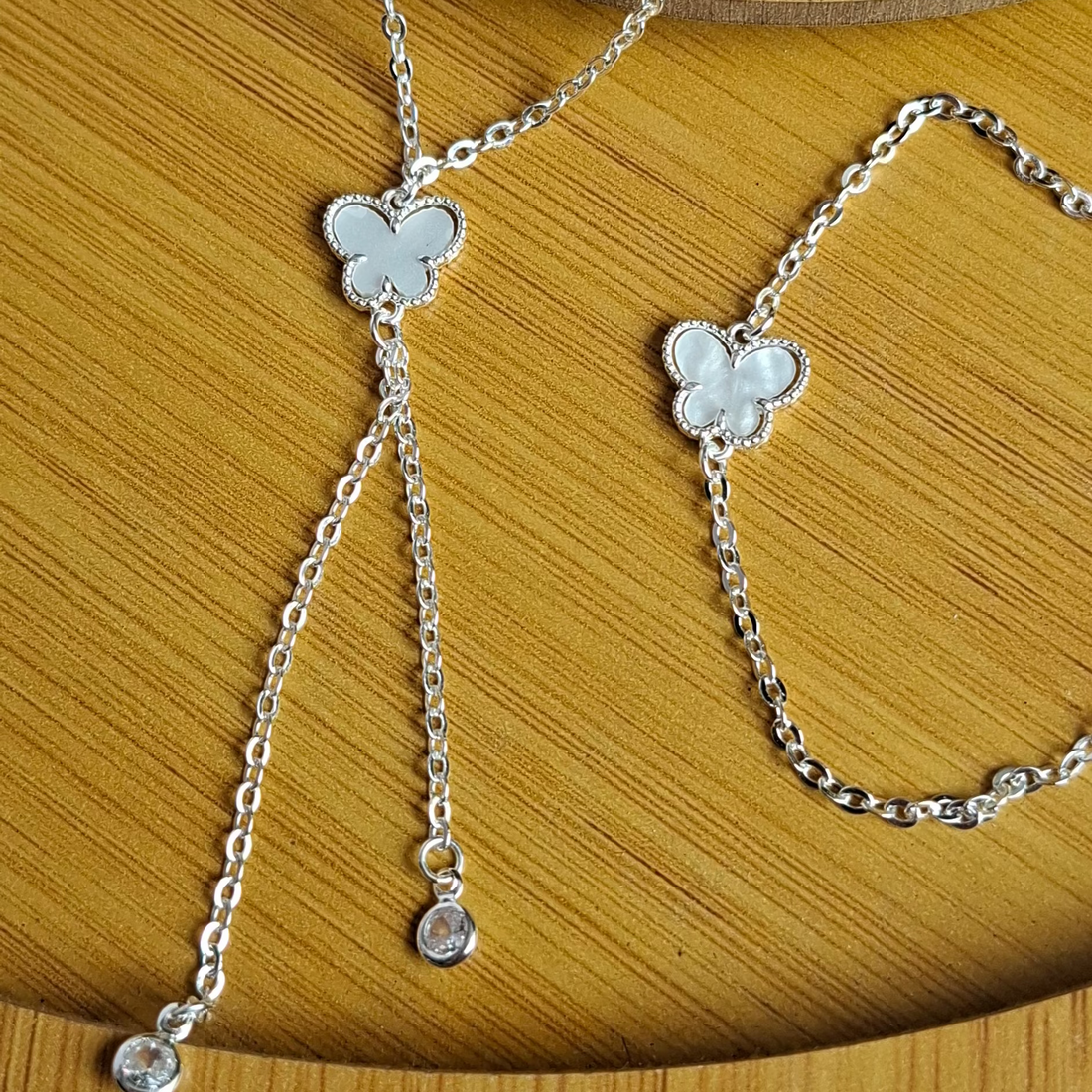 Pulseira Borboleta Madre Pérola Folheado a Prata - PRATA