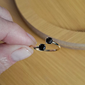 Anel Regulável Zircônias Pretas 3MM Folheado a Ouro 18K - OURO