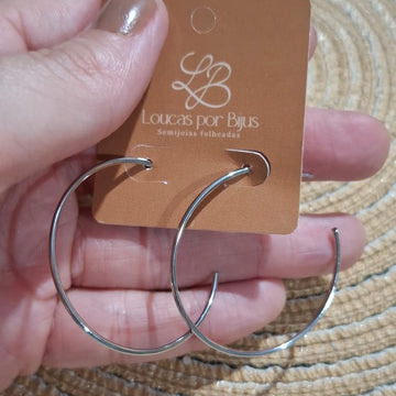 Brinco Argola Lisa 35MM Banho DIAMANTE