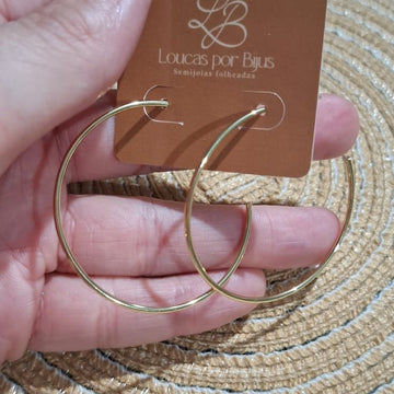 Brinco Argola Lisa 55MM Banho OURO 18K - OURO