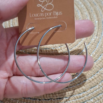 Brinco Argola Lisa 55MM Banho DIAMANTE